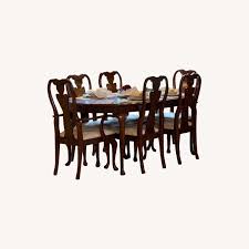 Vintage thomasville french country carved living room arm lounge chair. Thomasville Dining Table Set Of 6 China Cabinet Aptdeco
