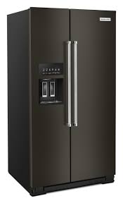 Krsf705hbs Kitchenaid 24 8 Cu Ft Side By Side Refrigerator With Exterior Ice And Water And Printshield Finish Black Stainless Steel With Printshield Finish Black Stainless Steel With Printshield Tm Finish Metro Appliances