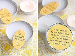 Guest Post Two Baby Showers With Sarah Johnson Baby Shower Favors Tea Candles Easy A Second Baby Showers Baby Shower Gifts For Guests Baby Shower Candles