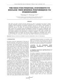 In a smaller business, it may be the owner or a small team who have broader roles and greater responsibility. Pdf The Need For Financial Statements To Disclose True Business Performance To Stakeholders