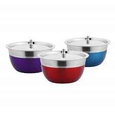 Silver Miska Stainless Steel Bowls With Lid Tray 4 Pieces Solimo Stainless Steel Bowls Bowl Kitchen Storage Containers