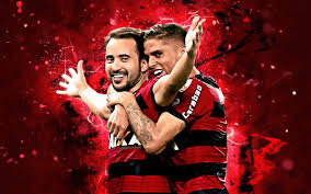 Everton ribeiro (brazil) right footed shot from very close range to the high centre of the goal. Download Wallpapers Everton Ribeiro Gustavo Cuellar Abstract Art Brazilian Footballers Flamengo Fc Soccer Cuellar Brazilian Serie A Football Neon Lights Brazil For Desktop With Resolution 2880x1800 High Quality Hd Pictures Wallpapers
