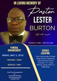 Pastor Lester Burton, pastor of Greater Pleasant Hill Missionary Baptist  Church transitioned