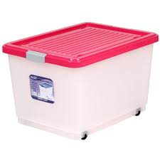 Foldable storage boxes 25 plastic storage boxes 7 leather storage boxes 4 wooden storage boxes 4 portable storage boxes 3. Algo Ridged Box With Wheels And Click Lock Cover Flat Clip Storage Container Home Case Wheel Movable Mobile Lid Semi Transparent Clear Plastic Large Big Heavy Duty Dark Pink 55l Furniture