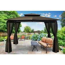 Paragon Outdoor Paragon 10 Ft X 12 Ft Grey Roof Outdoor Gazebo With Mosquito Netting Gz584egk Gazebo Outdoor Gazebos Aluminum Gazebo