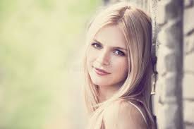 Vera, Blonde Face in Nature Stock Image