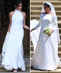Meghan markle changed into a second wedding dress by stella mccartney for her reception. Meghan Markle Wedding Dress Second And First Royal Wedding Dresses Compared Express Co Uk