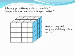Cara menentukan volume balok dalam satuan kubus satuan, yaitu dengan menghitung banyaknya kubus satuan yang dapat menempati ruang balok tersebut. Gaya Terbaru 26 Banyak Kubus Satuan Yang Menyusun Bangun Dibawah Ini Adalah