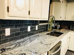 Backsplash Black And White Granite Countertops Kitchen Makeover Fairwind House The Kiwi Home Home Garden Blog White And Gray Kitchen B Granite Countertops Black Kitchens Best Kitchen Countertops