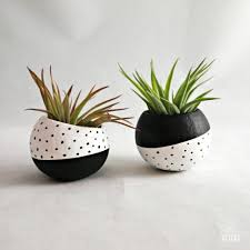 Black And White Outdoor Planter Pots Little Alien Flower Pots Plant Decor Air Plants
