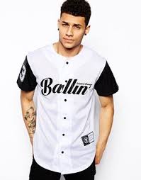 Enlarge Criminal Damage Baseball Jersey With Ballin Print Ropa Casual Hombres Moda Ropa Hombre Ropa De Moda Hombre