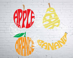 Excited To Share The Latest Addition To My Etsy Shop Digital Fruits Word Art Apple Banana Orange Pear Jpg Png Eps Fruit Logo Design Fruit Logo Word Art