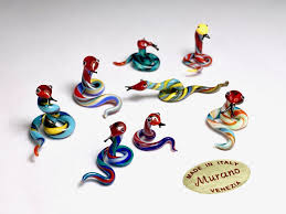Murano Glass Micro Snakes Murano Glass Animals Glass Animals Glass Figurines