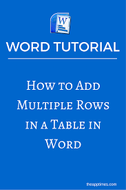 How To Add Multiple Rows In A Table In Word Words Ads The Row