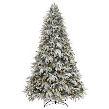 Home Accents Holiday 7 5 Ft Pre Lit Led Flocked Mixed Pine Artificial Christmas Tree With 500 Warm White Lights 2397120hdc The Home Depot Flocked Artificial Christmas Trees Flocked Christmas Trees Pre Decorated