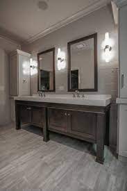 Grey wood tile kitchen elegant furniture design wood floor tiles elegant gray wall tile best via: Double Sink Vanity Design Ideas Pictures Remodel And Decor Trendy Bathroom Tiles Dark Wood Bathroom Wood Floor Bathroom