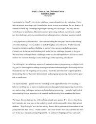 Reflection papers should have an academic tone, yet be personal and subjective. High 5 A Intro To Low Challenge Course Reflection Paper Sample I