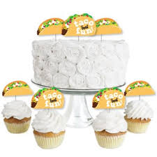 Mexican themed birthday party supplies kit fiesta taco party decorations for kid include banner cake topper party supplies set 40pce by heidaman 4.7 out of 5 stars 75 $20.88 $ 20. Taco Bout Fun Dessert Cupcake Toppers Mexican Fiesta Clear Treat Picks Set Of 24 Walmart Com Walmart Com