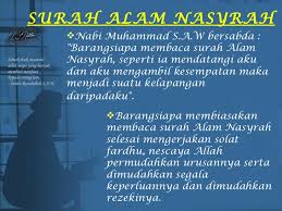 Merupakan surat makkiyah karena diturunkan di mekkah. Surah Alam Nasrah