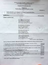 Bacalaureat 2012 Sesiunea De Toamnă Subiectele Pentru Proba Scrisă La Limba Si Literatura Romană