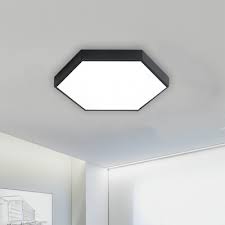 Contemporary Black Metal Hexagon Shade Led Flush Mount Lights 15 75 19 69 23 62 Wide Geometric 18 24 40w 3000 3300k 6000 6500k Surface Mount Light Suitable For Office Hallway Meeting Room Bedroom Balcony Beautifulhalo Com