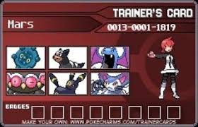 We don't ask for much in return, but simply that you adhere to these rules: Commander Mars Trainercard Pokemon Trainer Card Pokemon Trainer Card Maker Trainer Card Maker