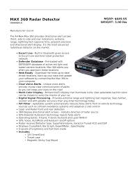 Escort passport 9500ix radar/laser detector. Max 360 Radar Detector Manualzz