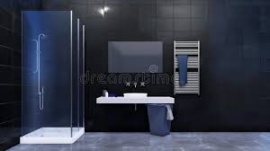 When preparing the design for trim and finishings, consider your own taste and think about what style you'd like. Modern Bathroom With Walk In Shower And Tiles Wall Stock Illustration Illustration Of Ceramic Design 130470494