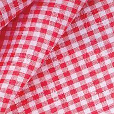 Wooden kitchen table with red gingham tablecloth. Rans Red Gingham Cotton Tablecloth Temple Webster