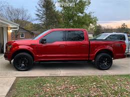 Black And Red Wheels For F150 4 2019 F 150 Ford Stock Stock Fuel Blitz Black In 2020 Ford F150 Ford Stock 2019 Ford