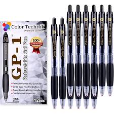 Color Technik Gp 1 Premium Retractable Gel Ink Roller Ball Pens Fine Point 0 7mm Set Of 12 Gel Pens Black Quick Dry Gel Ink Wit Gel Pens Rollerball Pen Sets