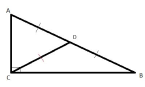 So, the triangles aed and bed are right triangles that have congruent legs ae and eb and the common leg de. Right Triangle Median To Hypotenuse Geometry Help
