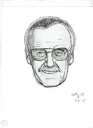 Stan lee is one of the famous marvel hero creator, he created heroes like ironman, spiderman, thor, hulk, doctor str. Original Pen Ink Drawing Stan Lee Of Marvel Comics Fame Plus Color Print 1735242249