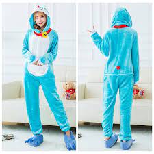 Lovely Doraemon Cartoon Pajamas Cosplay Costume Animal Sleepwear Without Shoes Wish