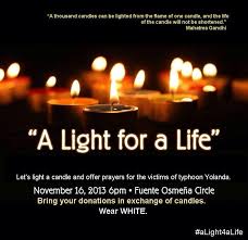 A Light For A Life A Night Of Prayer For The Victims Of Typhoon Yolanda One Candle Prayers Light