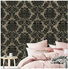 Give your walls a textural affect with this rose gold design. Peel And Stick Damask Wallpaper Gold Black Flowerl Self Adhesive Contact Paper Ebay