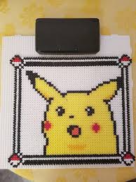 Shocked Pikachu Meme In Colour Beadsprites Pixel Art Pokemon Perler Bead Art Pikachu Hama Beads