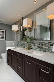 We did not find results for: Symmetrical Bathroom With Green Brown Mosaic Tile Shower Wall Dark Wood Bathroom Wood Bathroom Vanity Bathroom Styling