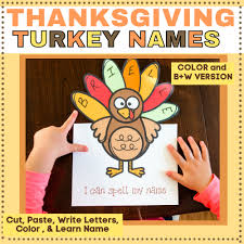 Looking for a festive name for your new pet? Turkey Name Learning Free Printable Teaching Littles
