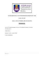 Ent530 case study entrepreneurship uitm eat and repeat caf bandar melaka studocu. Case Study Docx Fundamentals Of Entrepreneurship Ent 300 Case Study Kak Lang Drimba Restaurant Prepared By Faculty Programme Faculty Of Applied Course Hero