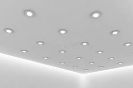 Flush mount ceiling lights long an essential mainstay in home lighting, have often been overlooked and short on style. Office Ceiling Of Empty White Room With Round Ceiling Lamps Stock Illustration Illustration Of Modern Spotlight 77153139