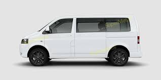 Side View Render Of The Vw Transporter T5 White Fitted With 18 Supermetal Bullet In Matt Black