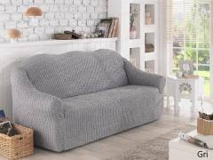 Karna Home Strech 2 Kisilik Pamuklu Koltuk Kanepe Ortusu Gri