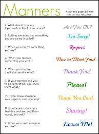 Match Up The Answer To The Correct Manner Scenario Girl Scout Activities Social Skills Activities Social Skills Groups