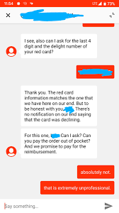 Red Card Declined On A Taco Bell Order Support Tried To Get Me To Pay Out Of Pocket And We Promise To Pay For The Reimbursement Just When I Thought This Company
