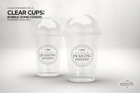 Clear Cups With Dome Covers Mockup Clear Cups Packaging Mockup Clear Container