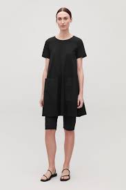 Black A Line Dress With Sleeves A Line Jersey Dress Black Dresses Cos Short Sleeve Dresses Jersey Dress Fashion