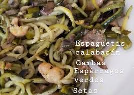 Como Preparar Sabroso Espaguetis De Calabacin Con Gambas Y Setas Recetas Espanolas