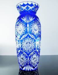 Ancienne Grand Vase Cristal Taille Double Couleur Bleu St Louis Art Nouveau Glass Art Crystals Glass