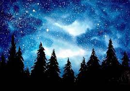 Simple Watercolor Galaxy Forest